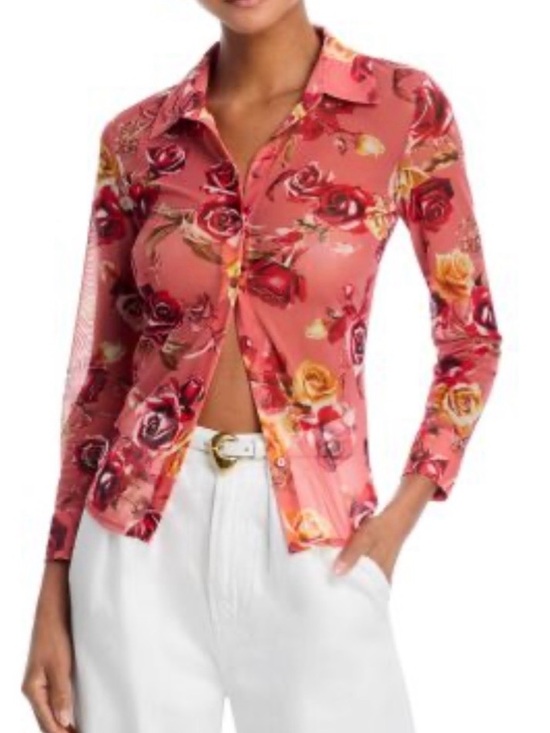 L'AGENCE Tops - L’Agence Indiana Fitted Floral V-Neck Long Sleeve Blouse size S